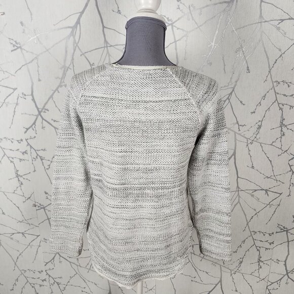 Vince Spacedye Cotton Blend Silk Trim Raglan Sleeve Sweater - Picture 5 of 7